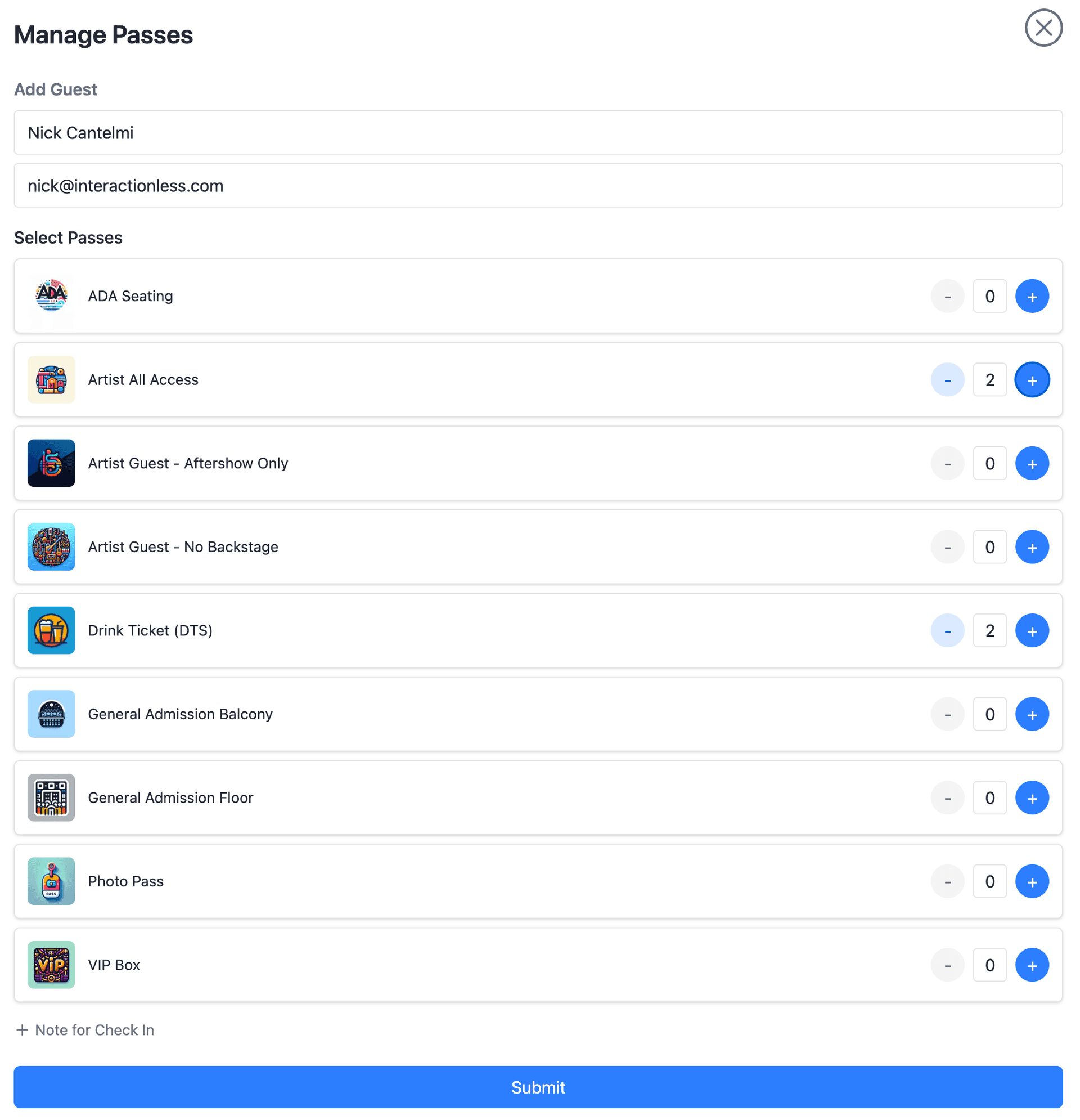 Guest pass management